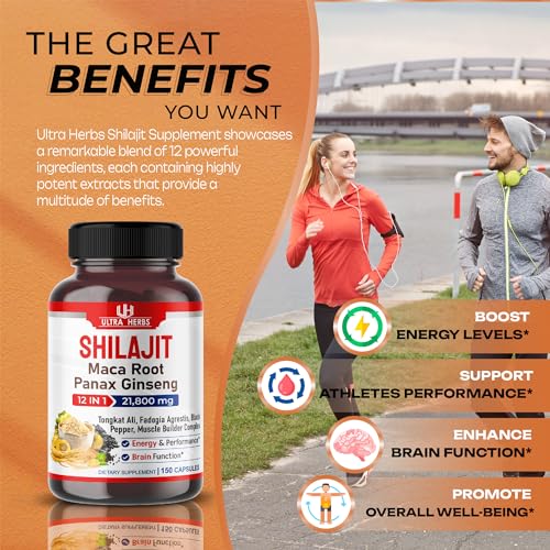 Shilajit Pure Himalayan 21,800mg - Energy Booster 85% Fulvic Acid, Maca Root ULTRA HERBSAu supplements