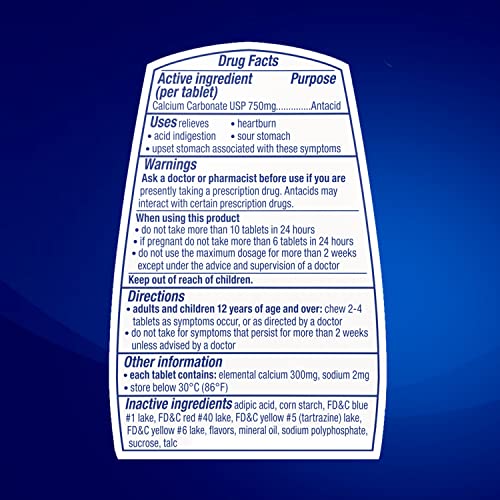 TUMS Antacid Chewable Tablets, Extra Strength for Heartburn Relief, Assorted Fruit TUMSUS supplements