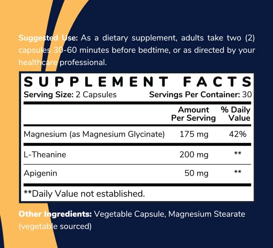 Shining Solace Magnesium Glycinate Sleep Stack with 200 mg L-Theanine, 50 mg Apigenin, 175 mg of Elemental Magnesium Glycinate | Sleep Support Magnesium Supplement | Made in USA Shining SolaceAu supplements