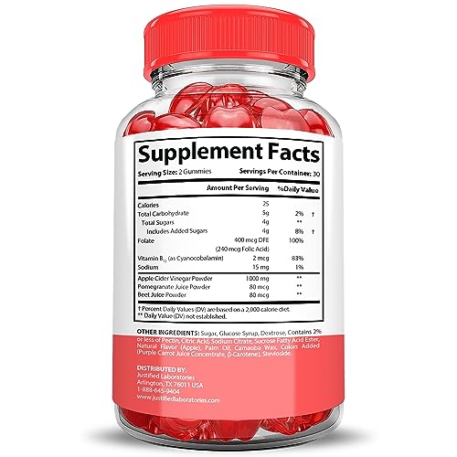 Justified Laboratories Keto Bites Keto ACV Gummies 1000MG Vegan Non GMO with Pomegranate Justified LaboratoriesUS supplements