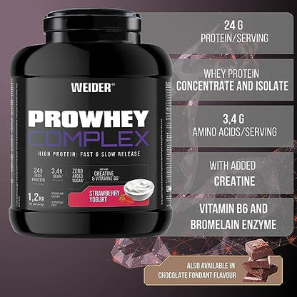 Weider ProWhey Complex (1,2kg) Strawberry-Yogurt Flavour. Formula Based on Whey Protein WeiderUS supplements