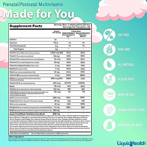 LIQUIDHEALTH Prenatal/Postnatal Multiple Liquid Women's Multivitamin with Real Folate LIQUIDHEALTHAu supplements