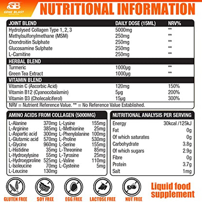 Gene Blast Body Flex, Liquid Joint Supplement w/Hydrolysed Collagen Type1 2 3 Plus Glucosamine GENE BLASTUS supplements