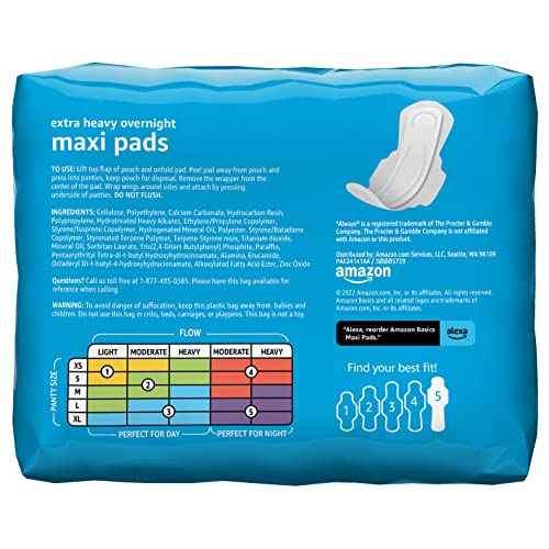 Amazon Basics Thick Maxi Pads with Flexi-Wings for Periods, Extra Heavy Overnight Absorbency Amazon BasicsAu supplements