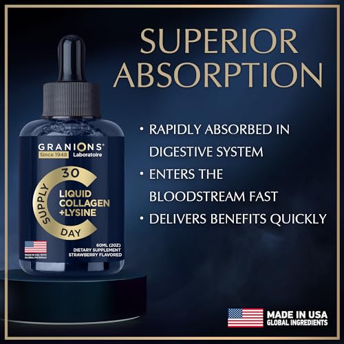 Liquid Collagen Peptides with Biotin and Lysine - Max Hair Skin and Nails Liquid Collagen GranionsUS supplements