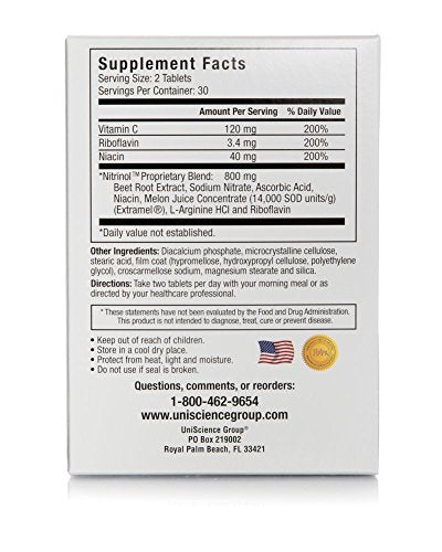 UniScience Group Nitrinol, Natural Nitric Oxide Booster with Beetroot Extract, 60 Tablets UniScience GroupAu supplements