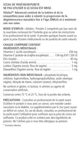 Vitalux Advanced Ocular Multivitamin 60 Count VitaluxAu supplements