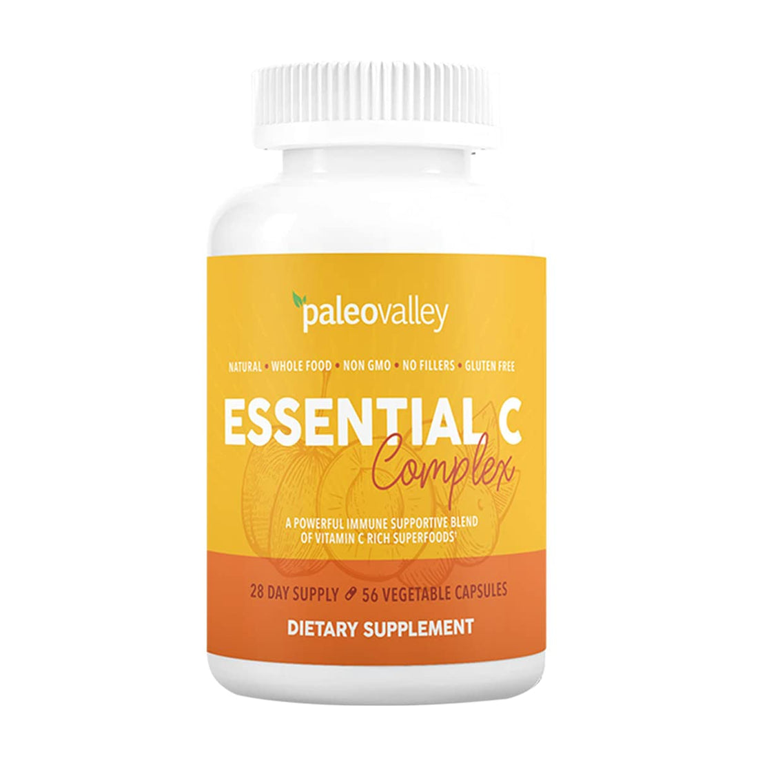 Paleovalley Essential C Complex - Vitamin C Supplement for Immune Support - 1 Pack, 450mg - Organic Superfoods Unripe Acerola Cherry, Camu Camu, Amla Berry PaleovalleyUS supplements