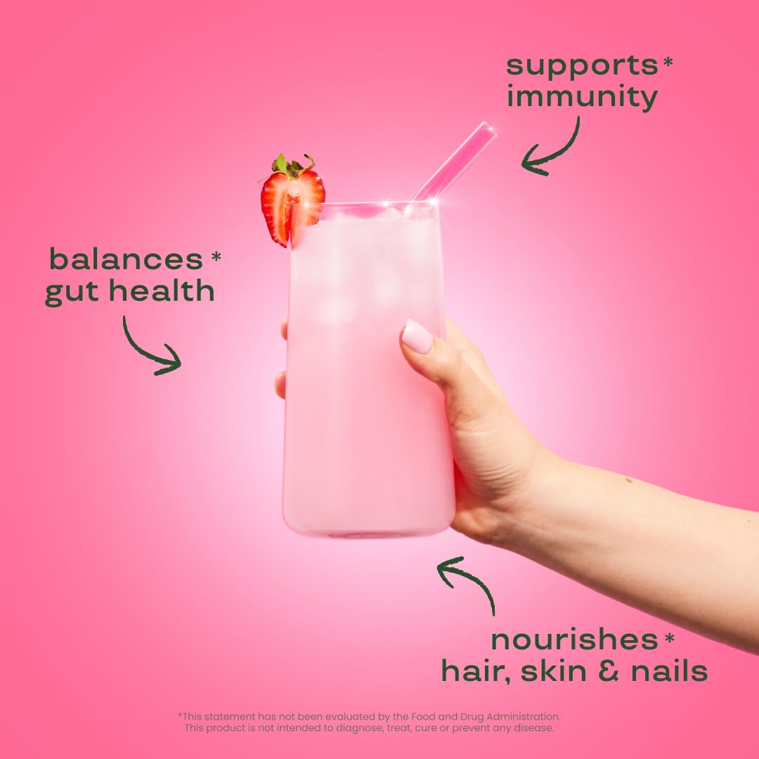 Bloom Nutrition Bovine Colostrum Powder with Vitamin B-12 for Gut Health, Immune Support, Hair Growth & Beauty Supplement | Strawberry, 25 Servings Bloom NutritionAu supplements