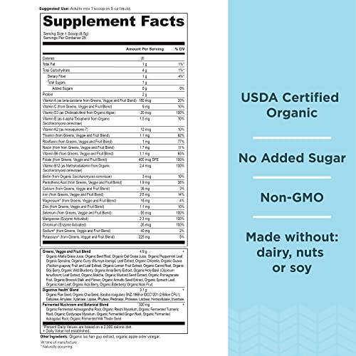 Ancient Nutrition Organic SuperGreens and Multivitamin Powder with Probiotics Ancient NutritionUS supplements