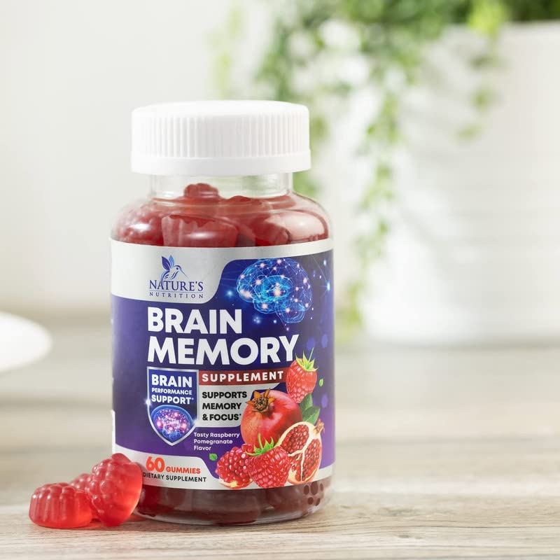 Brain Supplements for Memory & Focus Gummies - Brain Health Clarity with B6 B12 & Phosphatidylserine - Natural Nootropics Cognitive Concentration & Alertness Support Vitamins - 60 Vegan Gummies Nature's NutritionAu supplements