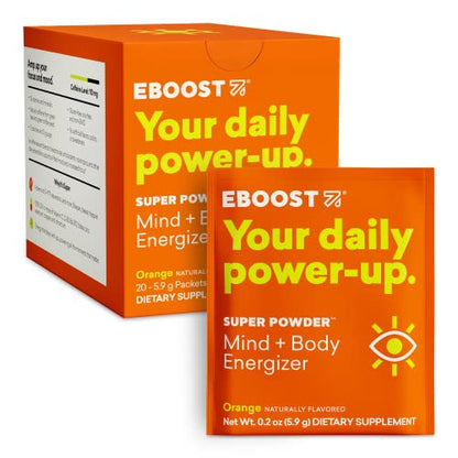 EBOOST Energy Drink & Electrolyte Powder, 20 Packets - Super Powder Orange EBOOSTUS supplements
