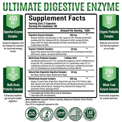 Purely Optimal Premium Digestive Enzymes Plus Prebiotics & Probiotics - for Better Digestio Purely OptimalUS supplements