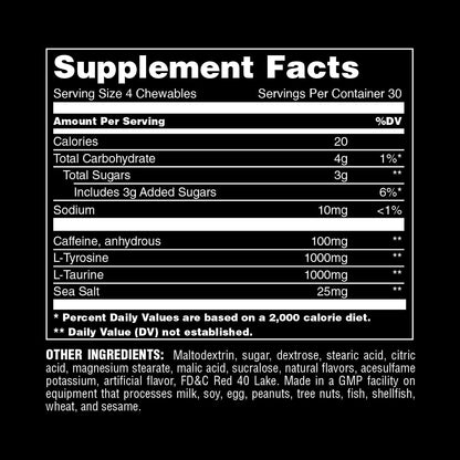Animal Energy Chews, Fast Acting Energy with Caffeine, Nootropics and Sea Salt AnimalUS supplements