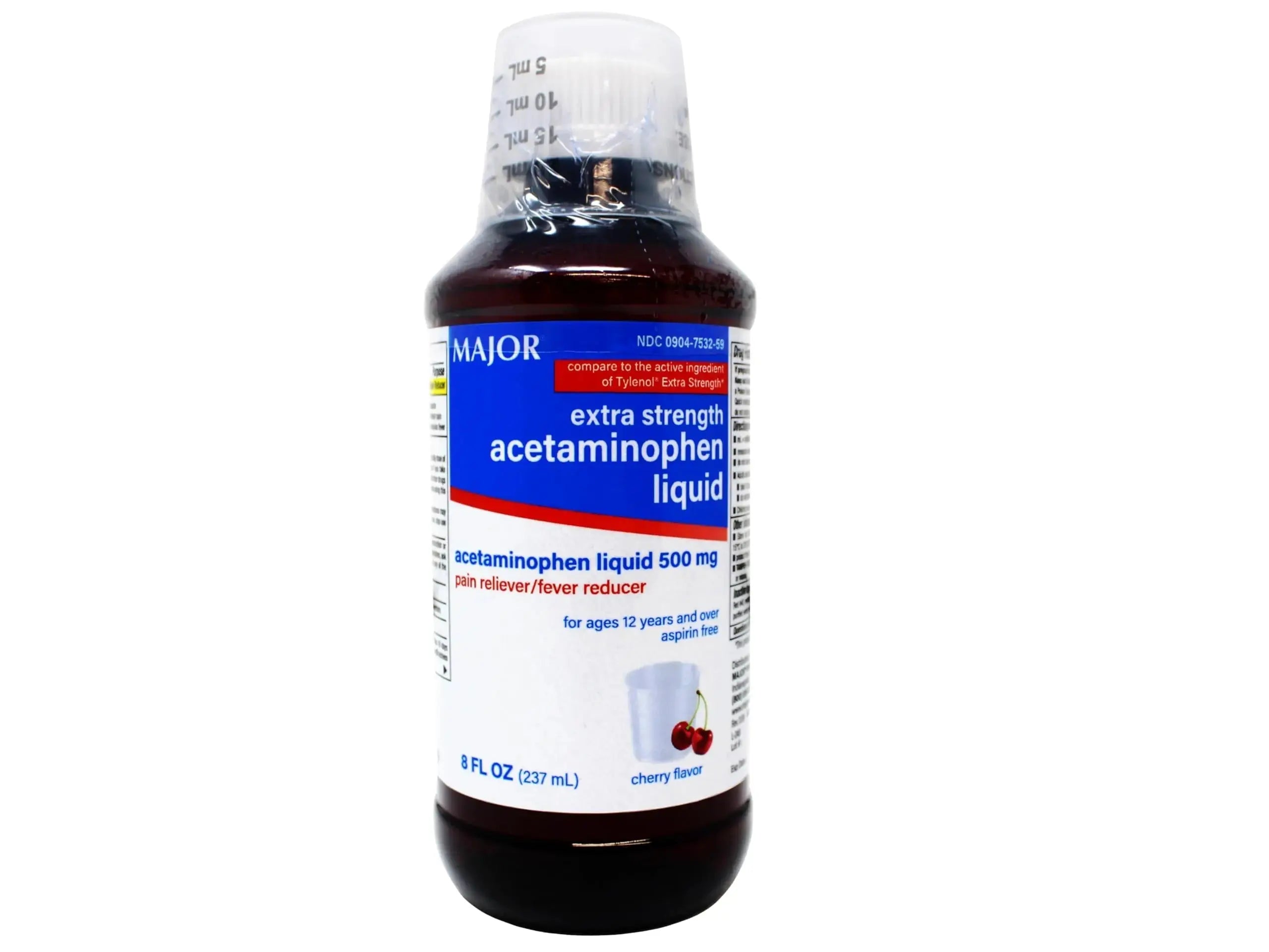 MAJOR Adult Extra Strength Liquid Acetaminophen - 500 mg Acetaminophen/15 mL Dose - Pain Reliever and Fever Reducer - Cherry Flavor - 8 Fl Oz MAJORAu supplements