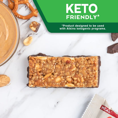 Atkins Chocolate Peanut Butter Pretzel Protein Meal Bar, High Fiber, 16g Protein, 1g Sugar AtkinsUS supplements
