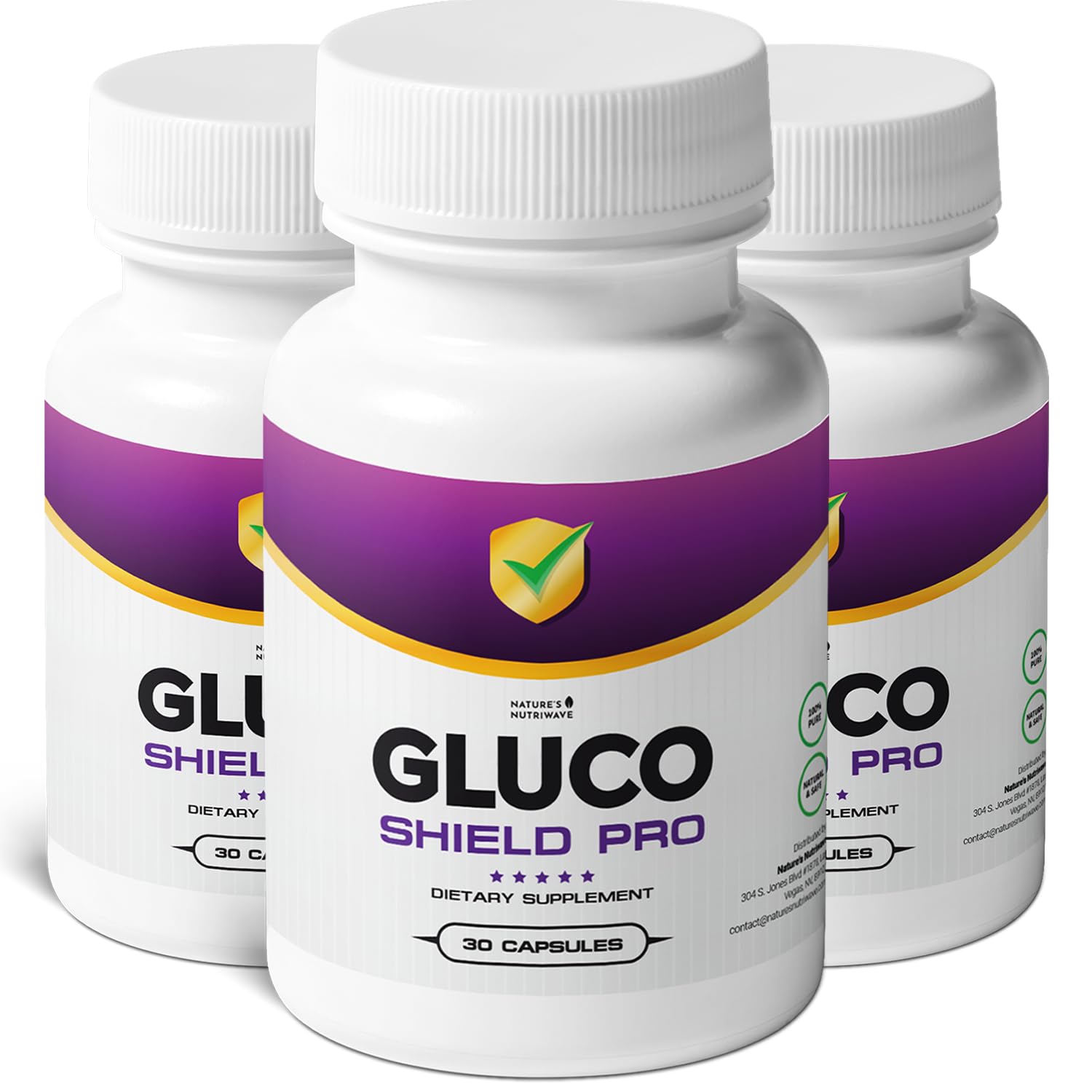 GlucoShield Pro - Natural Supplement with Vitamins B1, B2, B6, Magnesium, Zinc & Calcium | Non-GMO, Stimulant-Free, Easy-to-Take | Made in the USA, GMP-Certified | 30 Capsules, 3 Month Supply Nature’s NutriWaveAu supplements