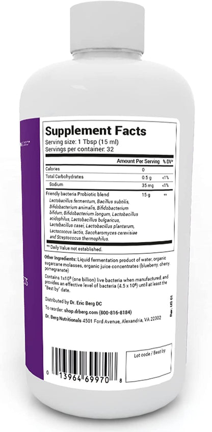 Dr. Berg's Friendly Probiotic Liquid Supplement Drink Mix w/ 12 Live Probiotics Strains Dr. Berg NutritionalsUS supplements