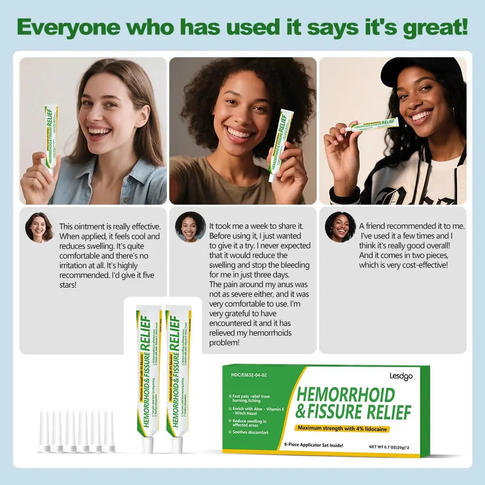 Lesdgo Hemorrhoidal Ointment(2 Pack),Hemorrhoid and Fissure Cream Witch Hazel Maximum Strength Pain Relief,for Itching and Swelling LesdgoAu supplements