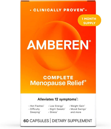 Amberen Menopause Supplement for Women, 60 Capsules, Clinically Proven, Helps Support Hormone Balance, Helps Relieve 12 Menopause Symptoms: Hot Flashes, Night Sweats, Mood Swings and More AmberenAu supplements