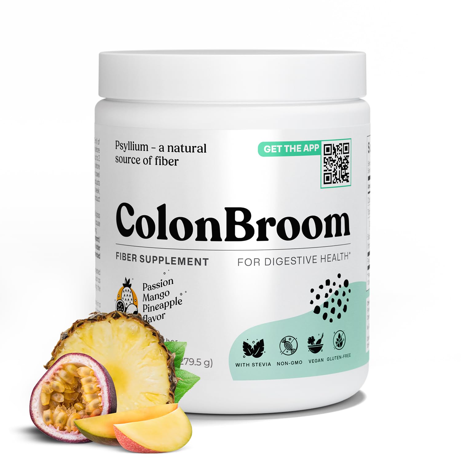 ColonBroom Psyllium Husk Powder with Stevia (Tropical Fruits) - Colon Cleanse for Bloating Relief & Gut Health - Colon Broom Fiber Powder Drink - Vegan Fiber Powder Stevia Supplement, 50 Servings ColonBroomAu supplements