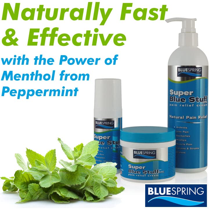 Super Blue Stuff OTC 12-oz. Pump Bottle - Natural, Made in USA, Paraben-free, Works in As Little As 5 Minutes for Joint/Muscle Pain, Backaches, Sprains/Strains, Bruises & Arthritis by Blue Spring Blue SpringAu supplements