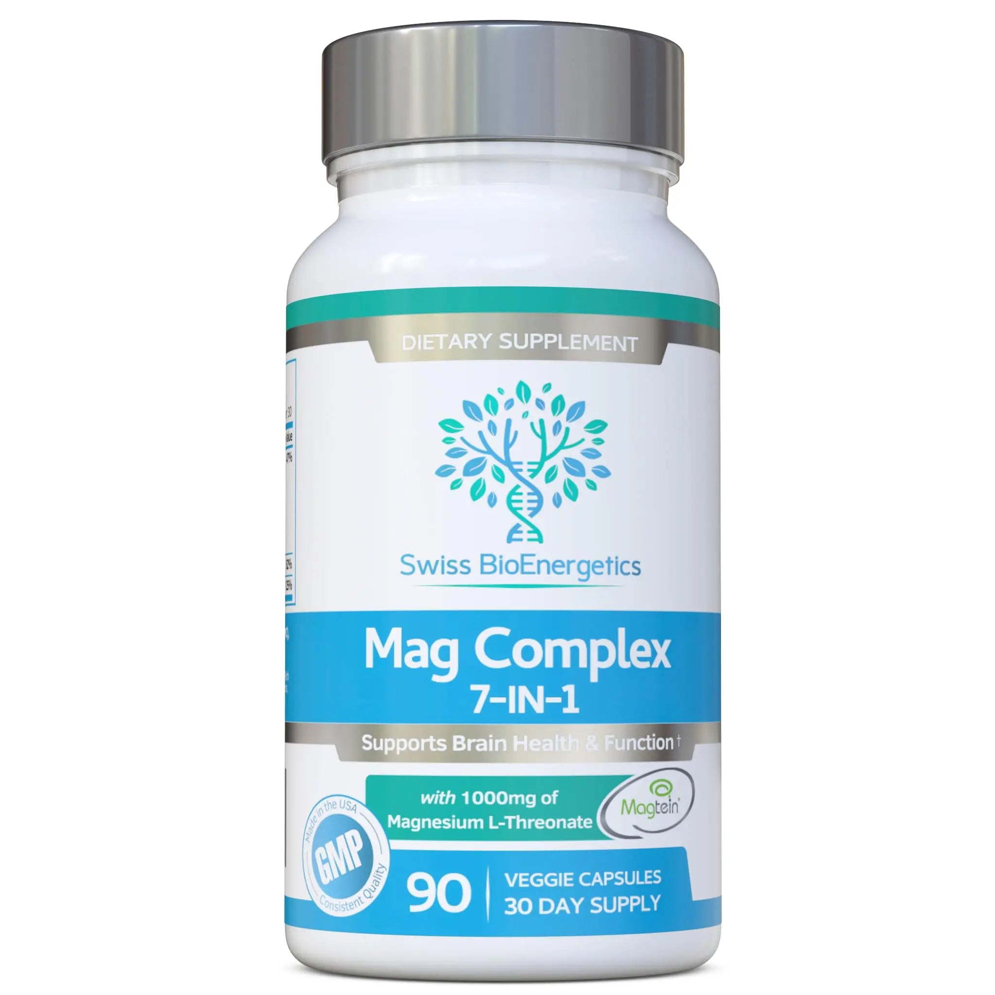 Magnesium L-Threonate Complex 7-in-1 with 1000mg of Magtein Plus Magnesium as Bisglycinate, Taurate, Citrate, Gluconate, Malate & Lactate - Supports Sleep - Vegan, US Made and No Artificial Nasties swiss bioenergeticsAu supplements