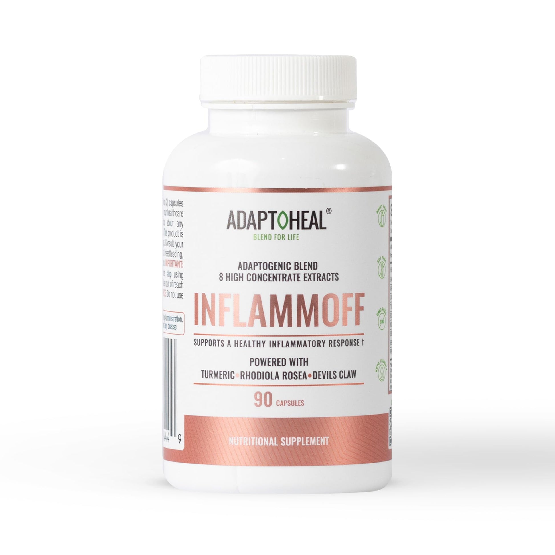 ADAPTOHEAL Inflammoff - Adaptogenic Supplement Designed to Support Joint, Muscle and Tissue Inflammation Naturally, 8 Highly Concentrated extracts with Turmeric and Rhodiola rosea (90 Capsules) ADAPTOHEALAu supplements