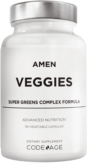 Amen Veggies, Daily Veggies Vitamins Supplement, Vegetables Vegan Blend & Whole-Food Raw Greens Multivitamin Capsules, Mushroom Complex, Superfood, Minerals, Green Vegetable Nutrients, Non-GMO, 90 ct AmenAu supplements