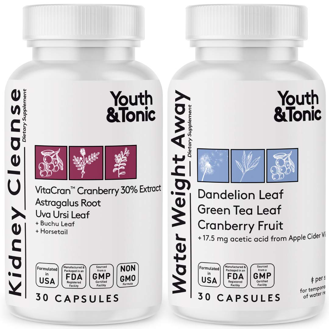 Youth & Tonic Daily Water Retention Pills for Kidney Cleanse Swelling and Excess Body Fluid Youth & TonicAu supplements