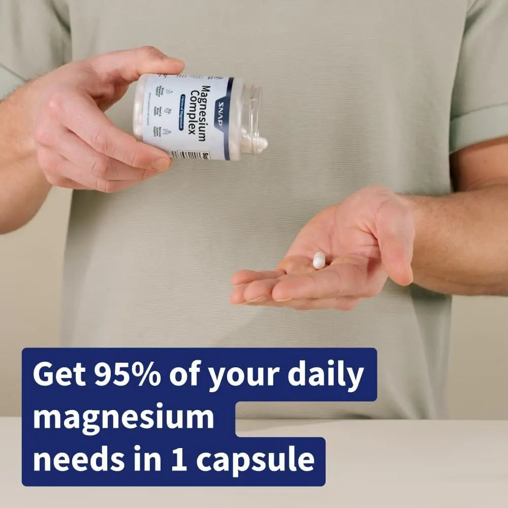 Snap Triple Magnesium Complex for Women & Men for Sleep & Muscle Support – 400mg, 3-in-1 Magnesium Supplement – Bisglycinate, Citrate & Oxide – Chelated for High-Absorption, 60 Vegetarian Capsules Snap Supplementsnz supplements