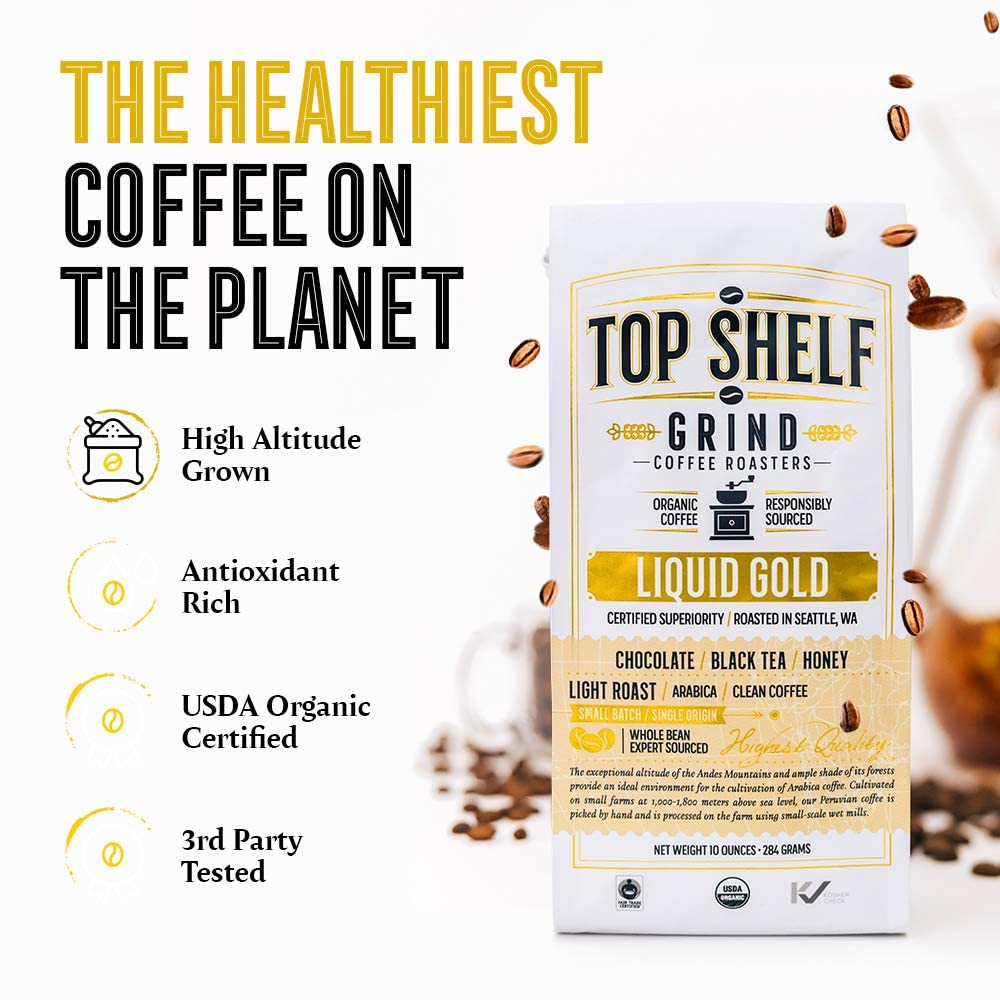 Organic Light Roast Whole Bean Coffee, The Best Espresso Beans from Peru Join Top Shelf GrindUS supplements