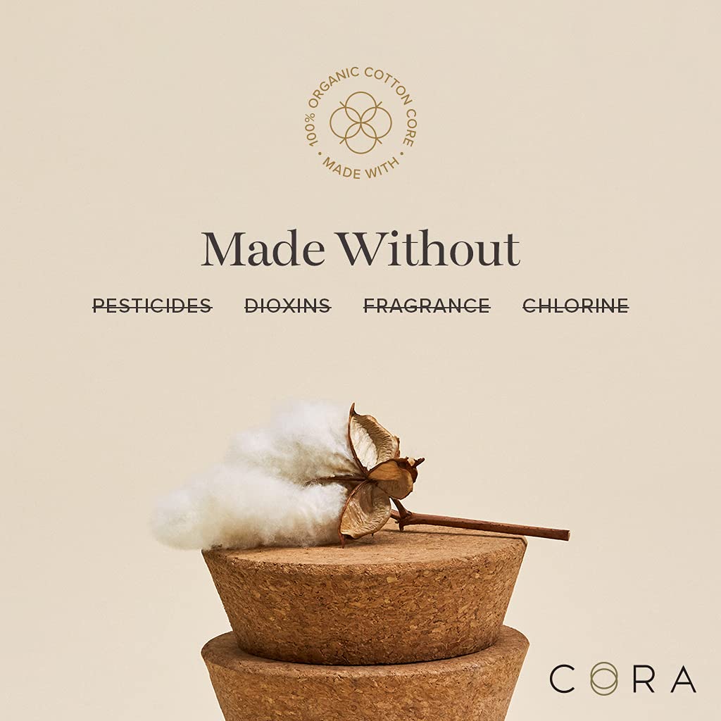 Cora Organic Applicator Tampons | Light Absorbency | 100% Cotton Core, Unscented, BPA-Free Compact CoraAu supplements