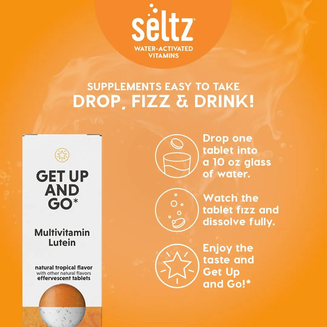 Seltz® Get Up and Go – Effervescent Multivitamin with Lutein for Daily Energy, Eye Health & Antioxidant Support SeltzAu supplements