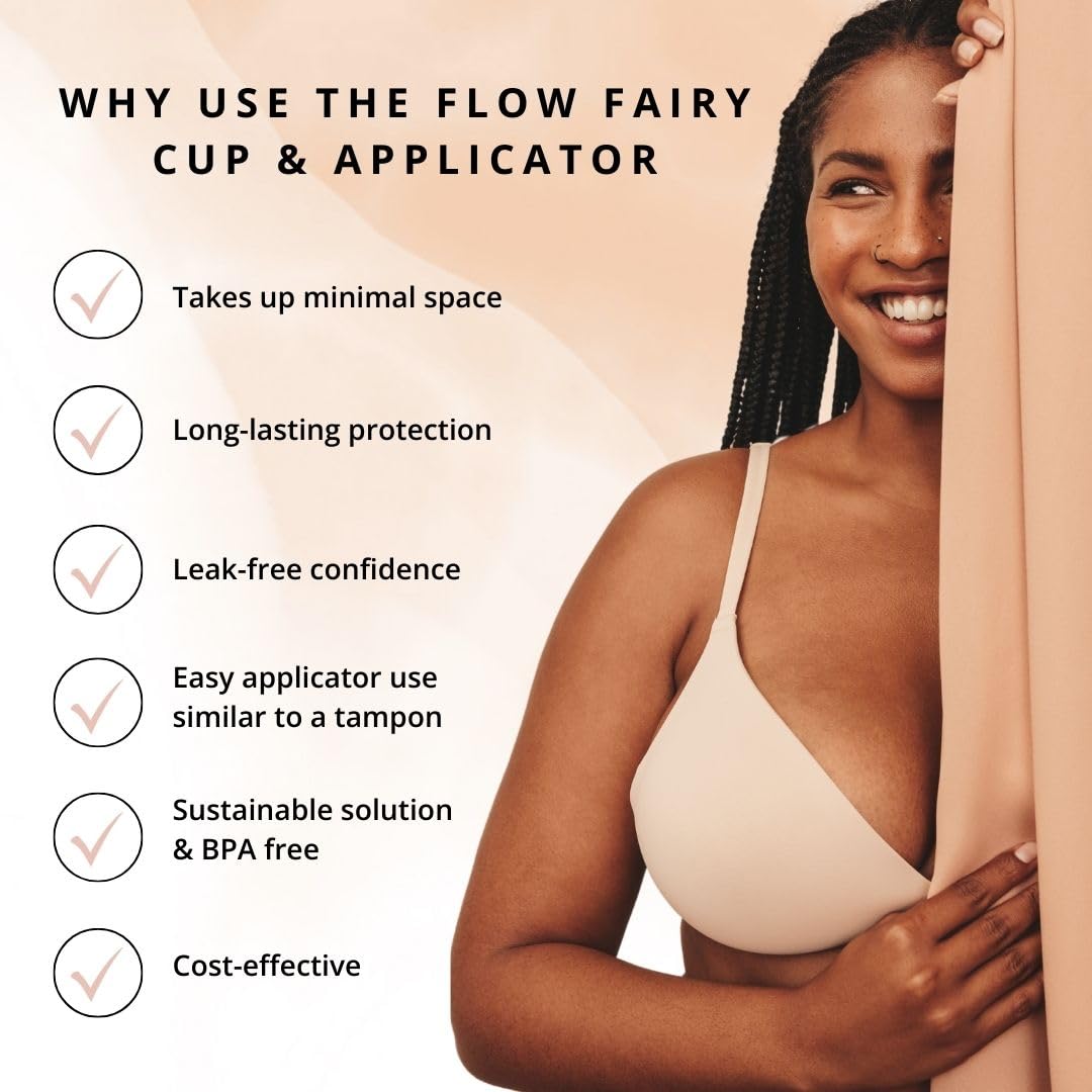 Flow Fairy Reusable Menstrual Cup with Applicator for Easy Insertion- 100% Medical Grade Silicone Period Cup Flow FairyAu supplements