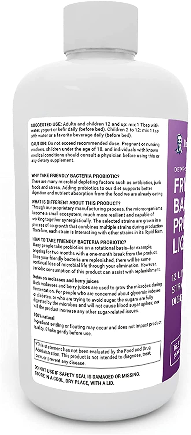 Dr. Berg's Friendly Probiotic Liquid Supplement Drink Mix w/ 12 Live Probiotics Strains Dr. Berg NutritionalsUS supplements