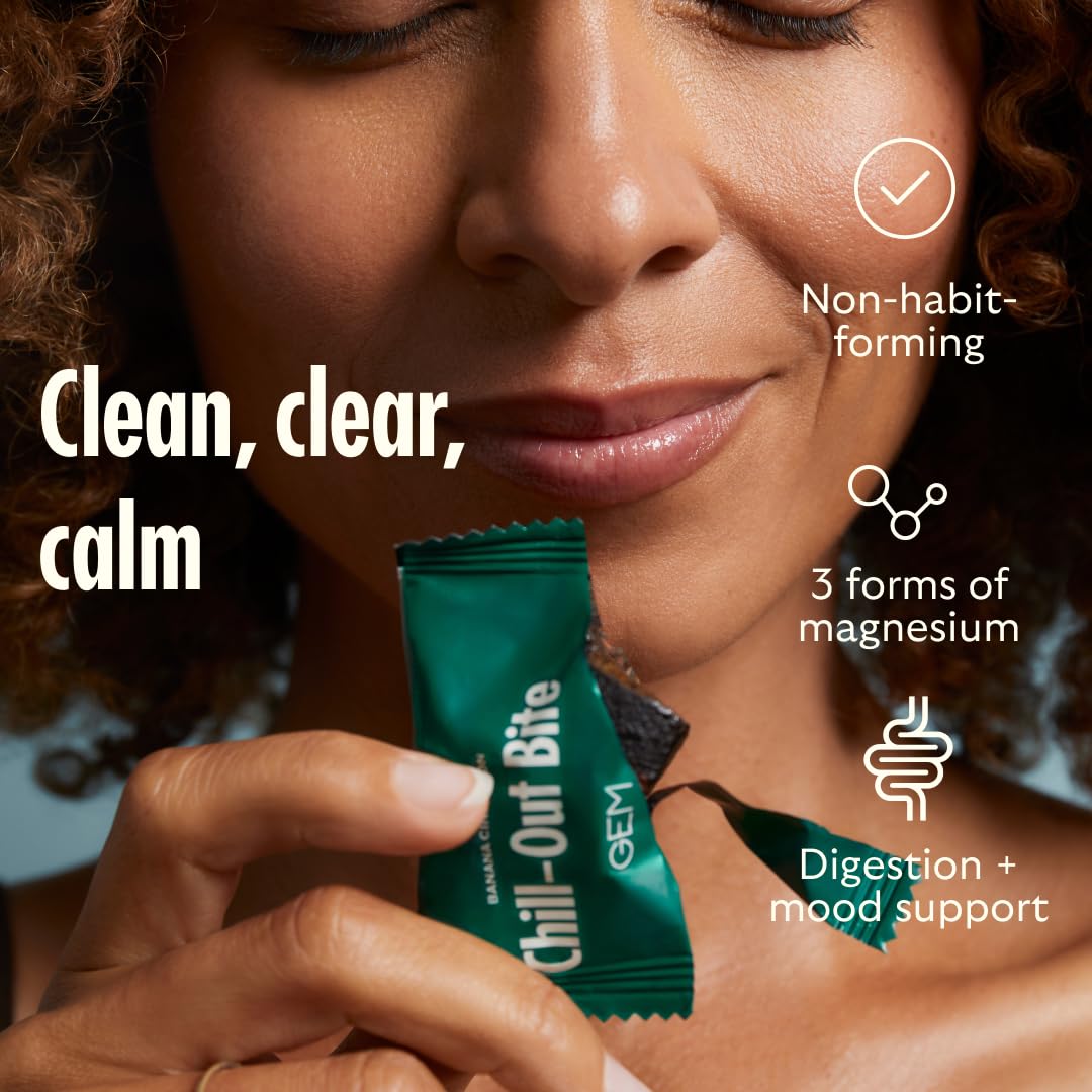 GEM Calm Bite | Supports Calm Mind & Clarity | Magnesium L-Threonate, Golden Chlorella, Lemon Balm | Holistic Non-Habit Forming | Gluten Free, Soy Free, Banana Cinnamon (7 Count) GEMAu supplements