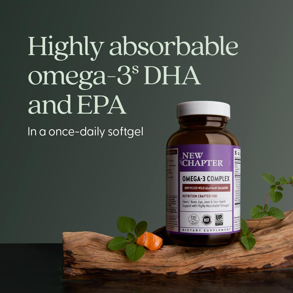 New Chapter Omega-3 Complex, 1000mg Softgels, Fish Oil Supplement Wild Alaskan Salmon for Heart, Brain, Eye, Joint & Skin Health Support - 30 Count New ChapterAu supplements