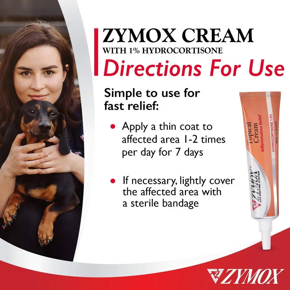 Zymox Veterinarian Strength Topical Cream with 1% Hydrocortisone for Dogs and Cats, 1oz Zymoxnz supplements