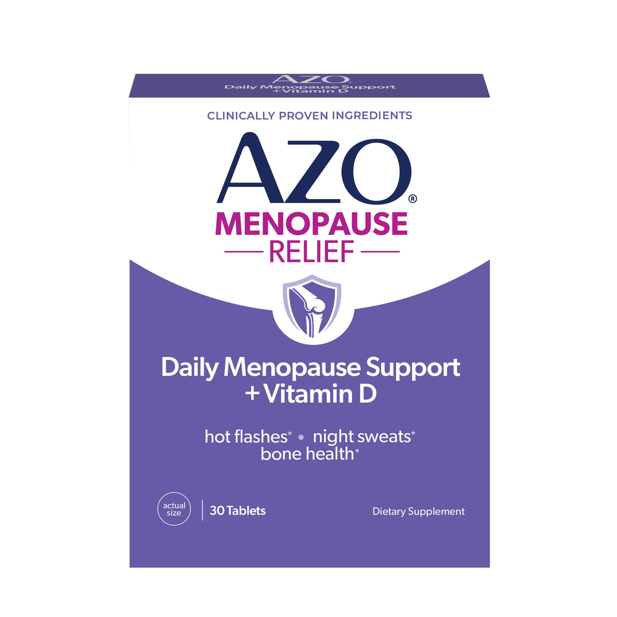 AZO® Daily Menopause Relief + Vitamin D to Support Strong Bones, Menopause Supplements for Women, Reduces Hot Flashes and Night Sweats* - 30 Count AZOAu supplements