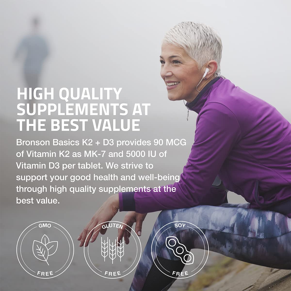 Bronson Basics Vitamin K2 D3 (MK7) Supplement Non-GMO Formula 5000IU (125 mcg) BronsonUS supplements