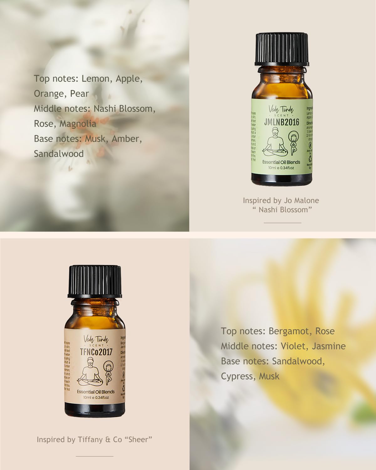 VTS Waterless Diffuser with Classic Perfume Scent Essential Oils Set, Perfume Collection VEDA TINDA SCENTAu supplements