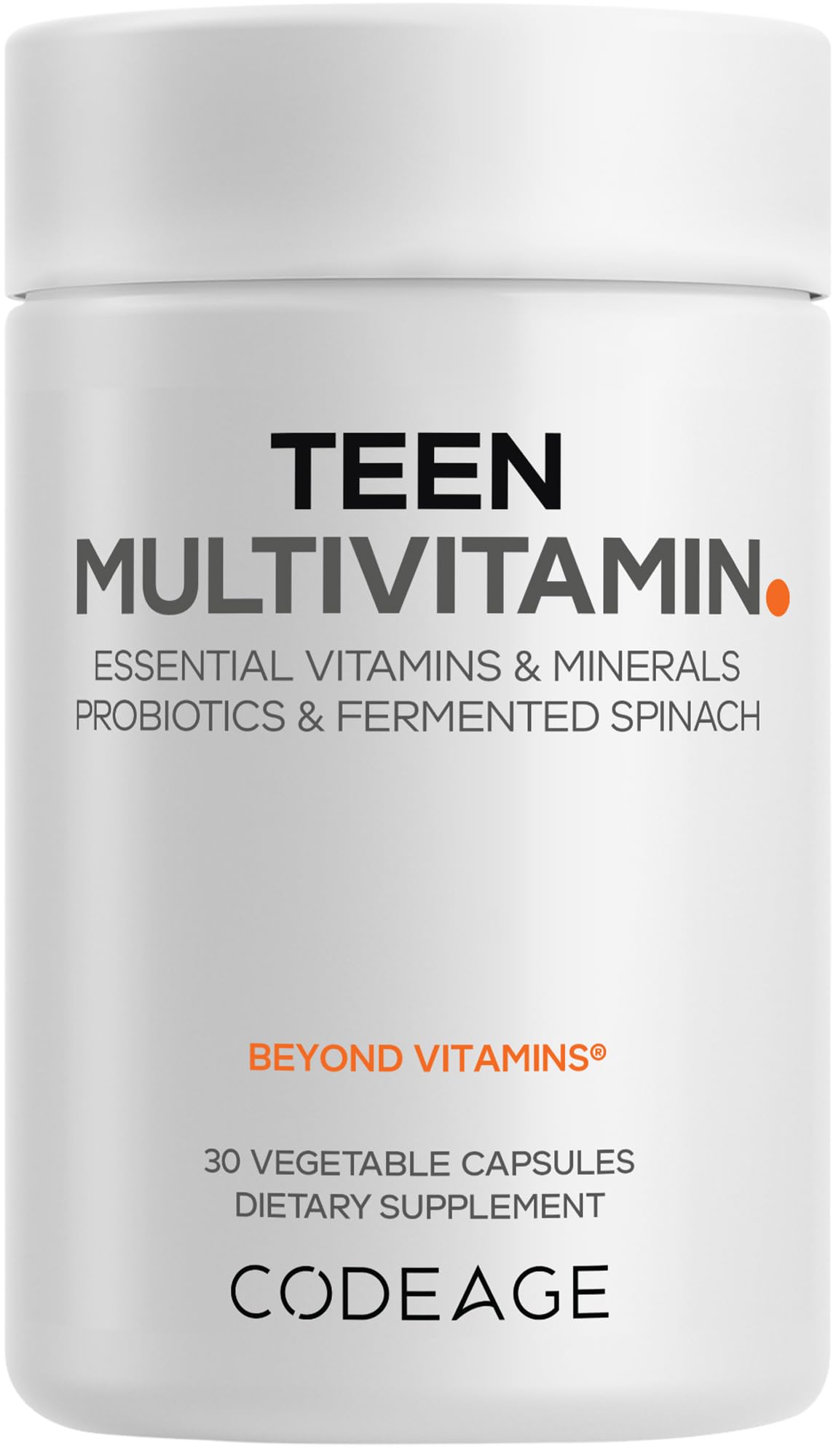 Codeage Teen Multivitamin - Vitamins A, C, D3, B6, B12, Folate, Zinc, Magnesium, Iron, Probiotics, Fermented Spinach - Multivitamins for Teenage Boys and Girls - Non-GMO, Gluten-Free - 30 Capsules CodeageAu supplements
