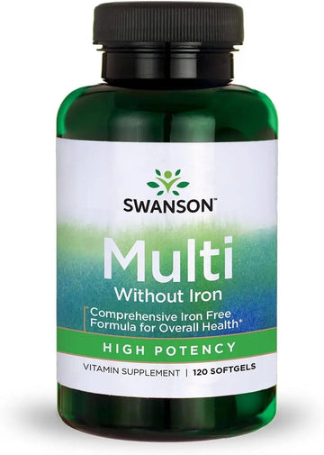 Swanson Multi Without Iron Multivitamin Health Supplement Iron-Free Formula 120 Softgels Sgels SwansonAu supplements