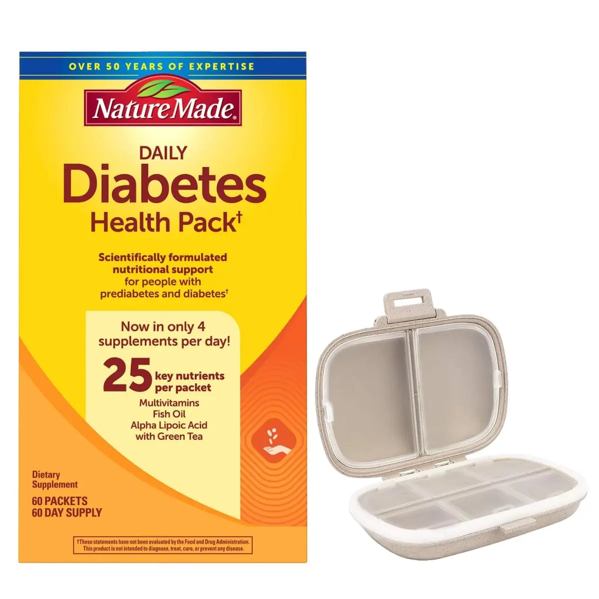Nature Made Daily Diabetes Health Pack, Dietary Supplement for Nutritional Support, 60 Packets Bundle with a Pill oragnizer (2 Items) Nature MadeAu supplements