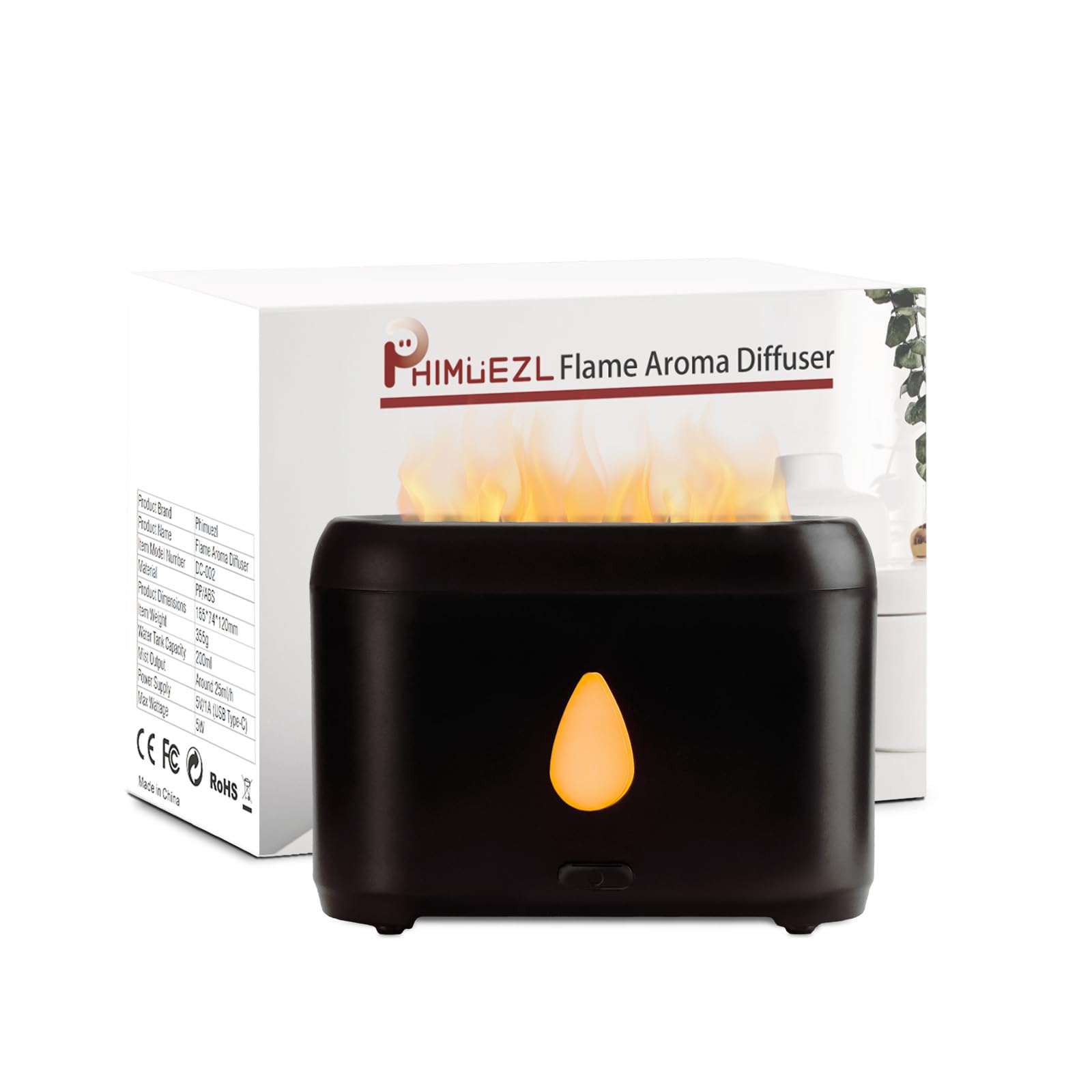200ml Small Ultrasonic Aroma Diffusers with Flame Light (Black) PhimuezlAu supplements