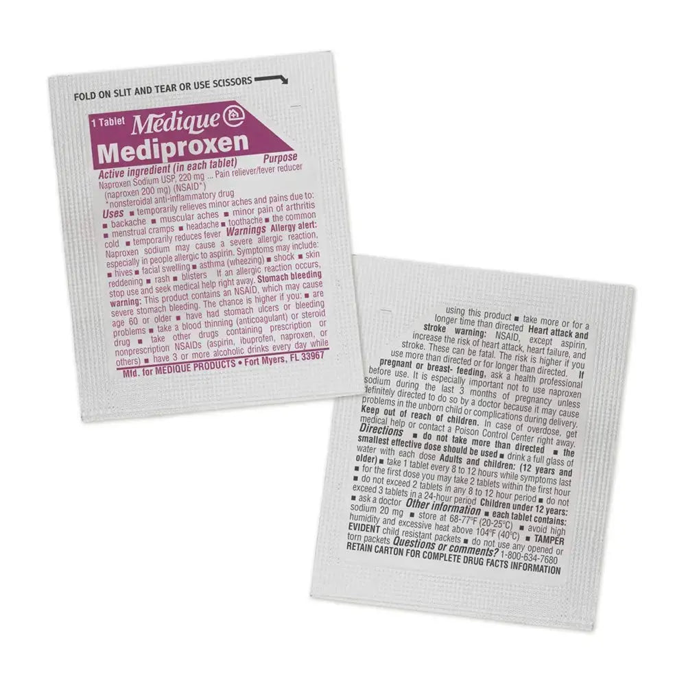 Medique @ Home Mediproxen Compare Active Ingredient to Aleve 50 x 1 (Child Resistant Packaging), White (73750) MediqueAu supplements