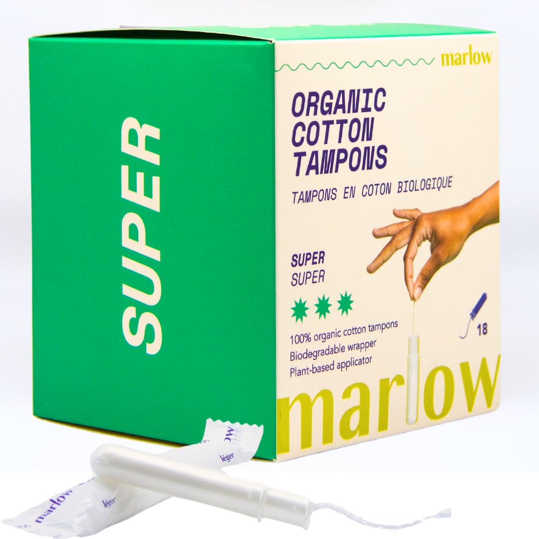 Award Winning 100% Organic Cotton Easy Glide Tampons with Compact Plant Based Applicator MARLOWAu supplements