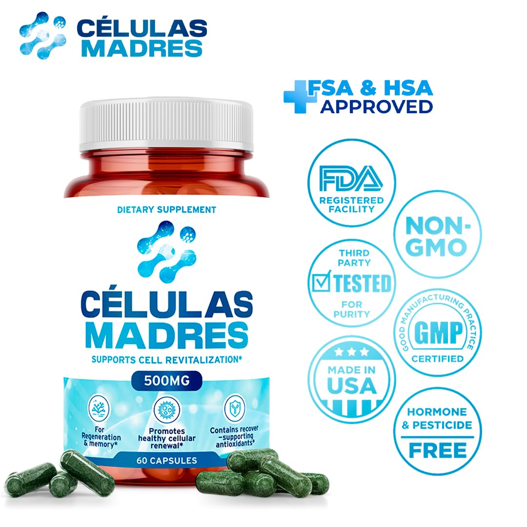 Stem Cell Supplements 500mg (60 Cap) Natural Anti-Aging & Longevity Support with Spirulina & Chlorella, Boost Cellular Renewal, Restore Youthful Energy, Reduce Joint Soreness – Celulas Madre AURA VITAMINSAu supplements