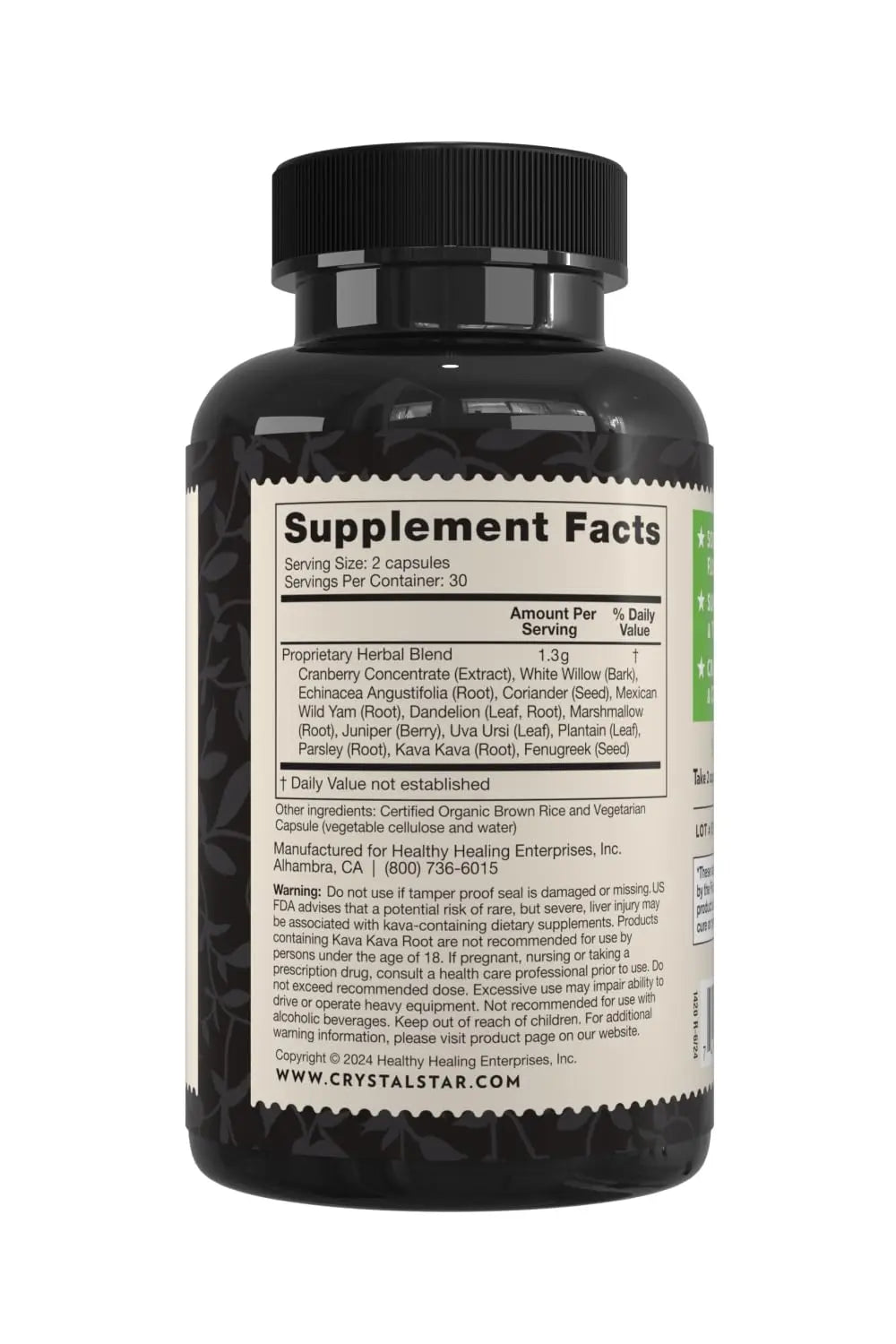 Crystal Star Bladder Support (60 Capsules) – Herbal Supplement for Healthy Bladder Function - Cranberry, Dandelion & Fenugreek - Helps Overactive Bladder and Incontinence - Non-GMO Crystal StarAu supplements